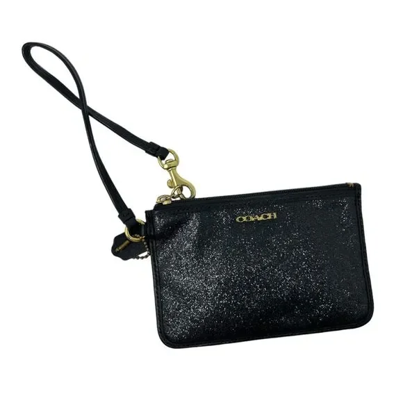 Coach Bags Coach Wallet Black Glitter Wristlet Coin Id Purse